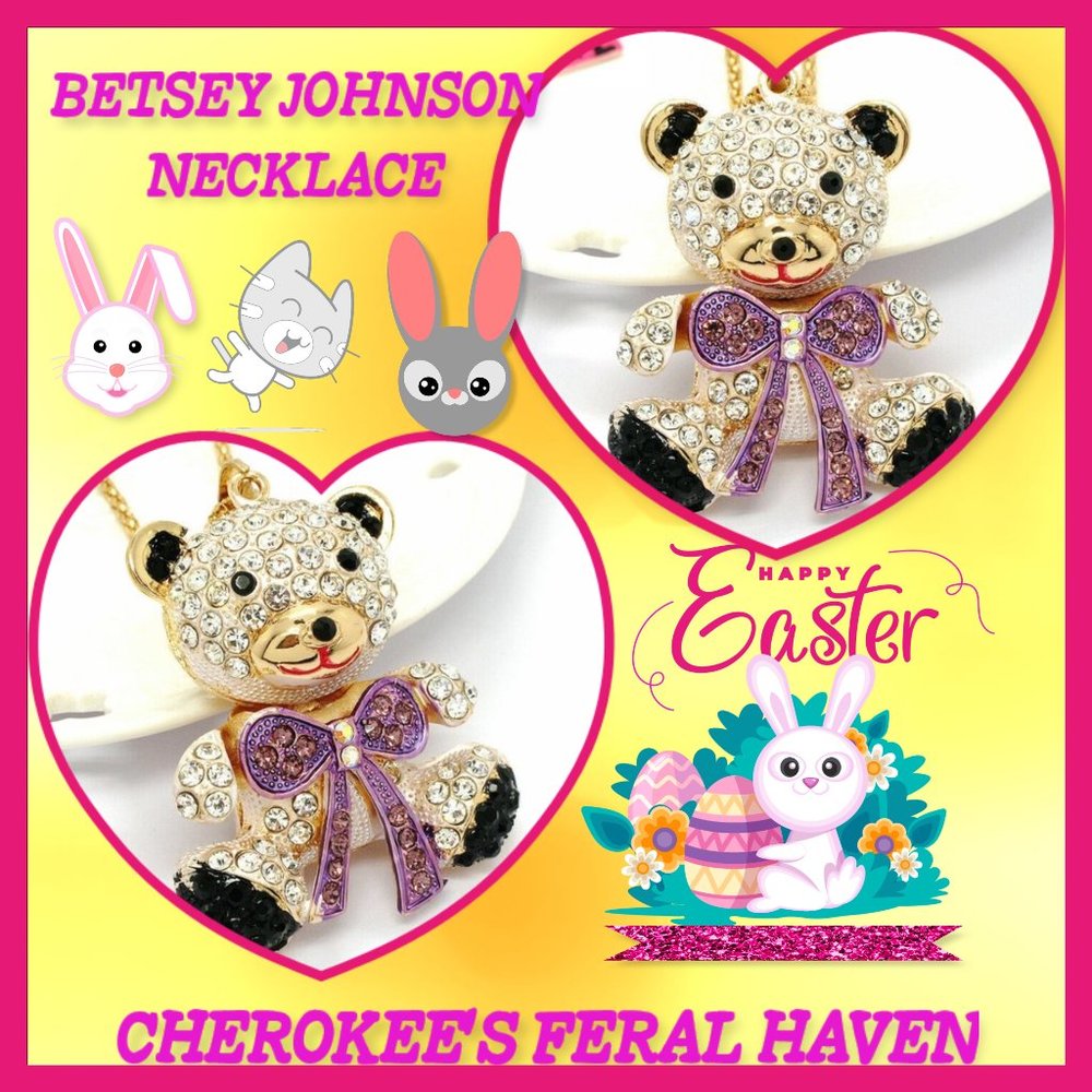 Betsey Johnson Cute Teddy/Bow Necklace